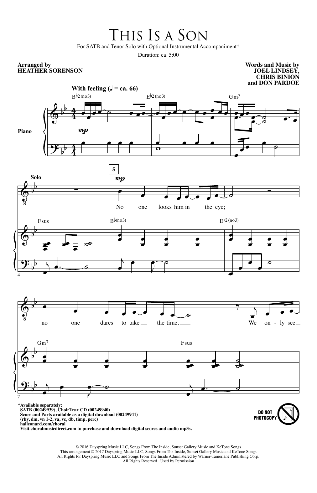 Heather Sorenson This Is A Son Sheet Music Notes & Chords for SATB - Download or Print PDF
