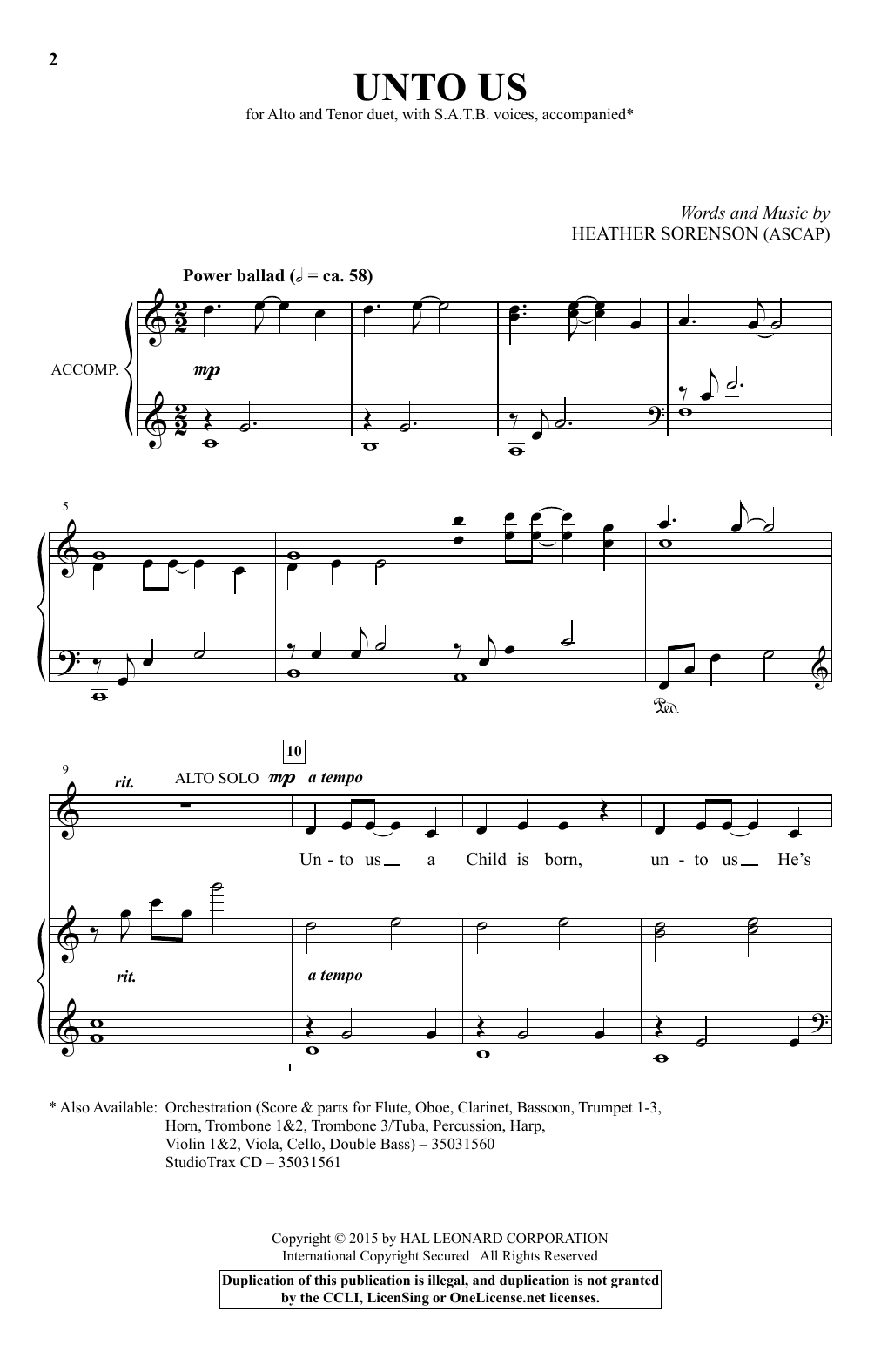 Heather Sorenson Unto Us Sheet Music Notes & Chords for SATB - Download or Print PDF