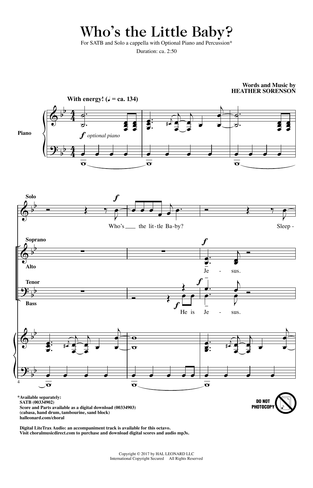 Heather Sorenson Who's The Little Baby? Sheet Music Notes & Chords for SATB Choir - Download or Print PDF