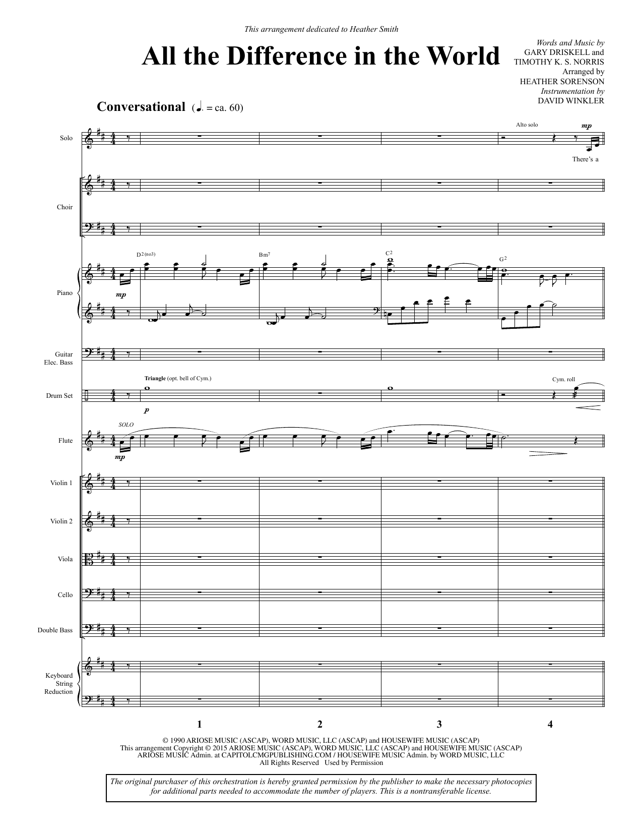 Preview Heather Sorenson All the Difference in the World - Full Score Sacred sheet music, notes and chords for Choir Instrumental Pak, SKU: 340673 All the Difference in the World - Full Score sheet music