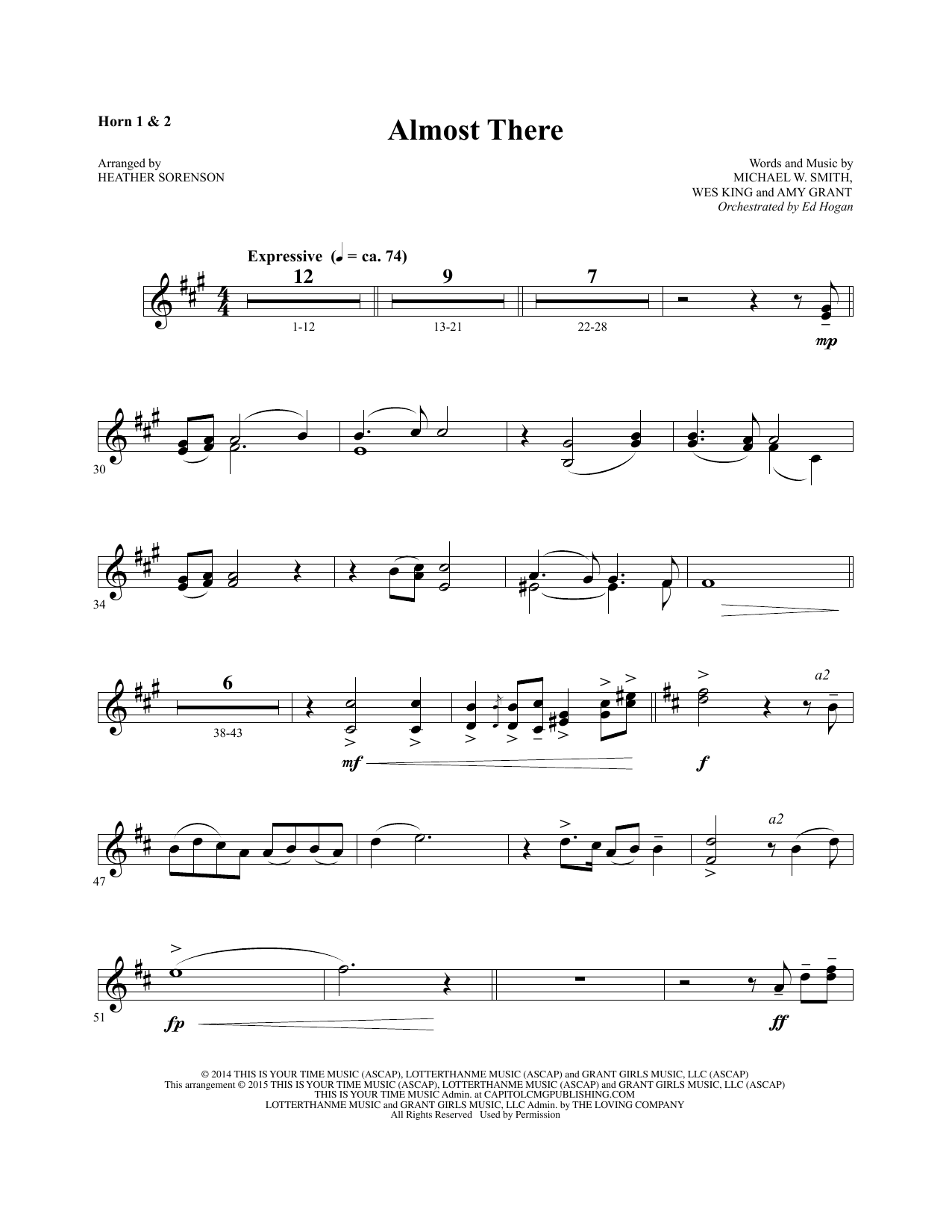 Preview Heather Sorenson Almost There - F Horn 1 & 2 Christmas sheet music, notes and chords for Choir Instrumental Pak, SKU: 340896 Almost There - F Horn 1 & 2 sheet music