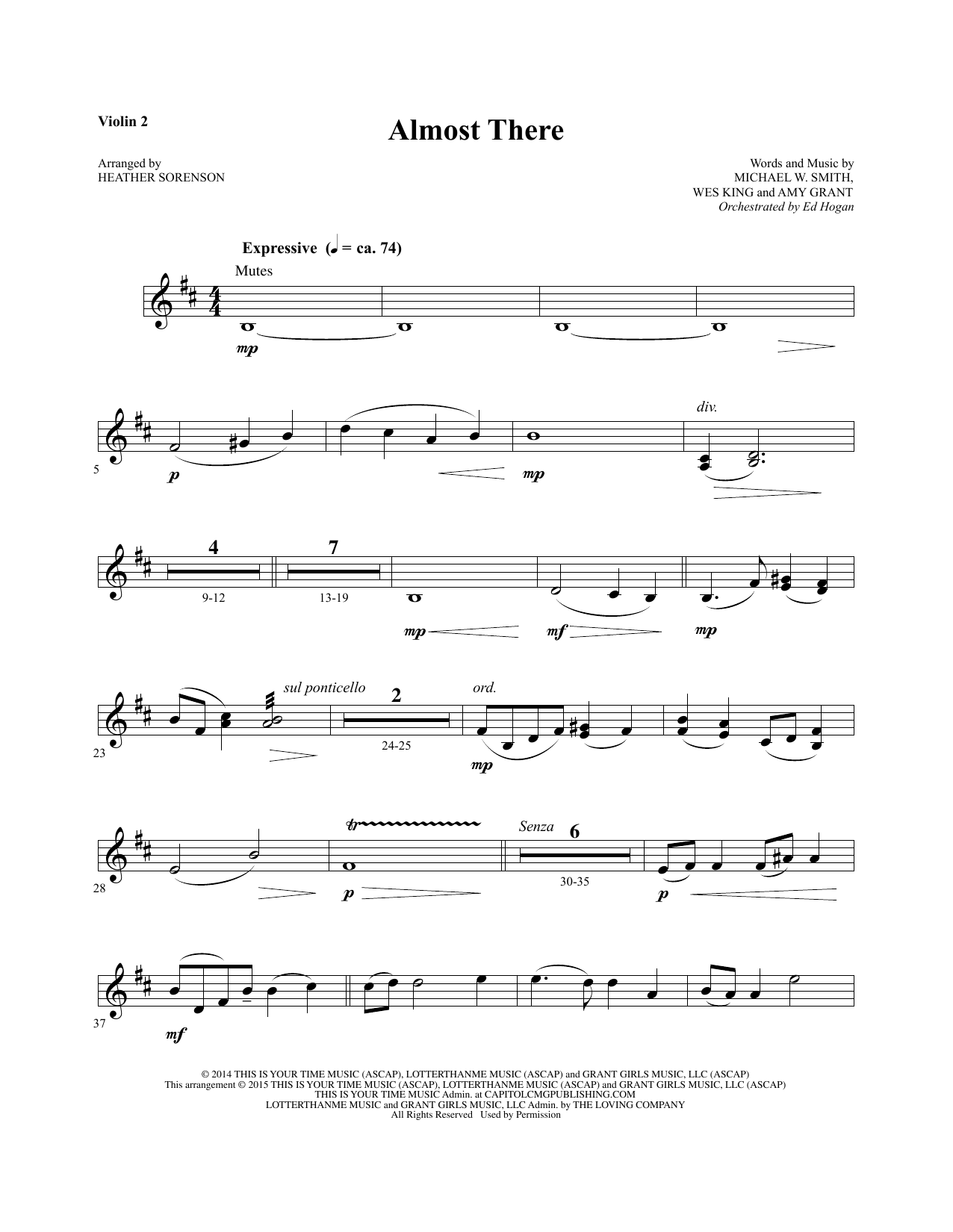 Preview Heather Sorenson Almost There - Violin 2 Christmas sheet music, notes and chords for Choir Instrumental Pak, SKU: 340901 Almost There - Violin 2 sheet music
