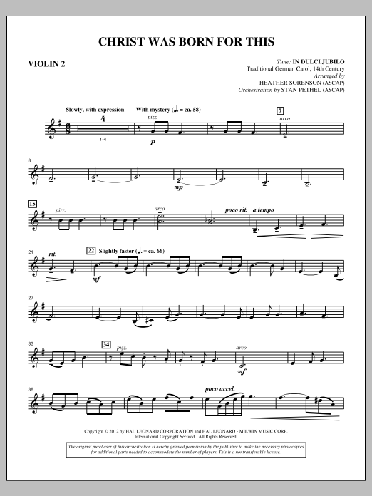 Christ Was Born For This - Violin 2 sheet music