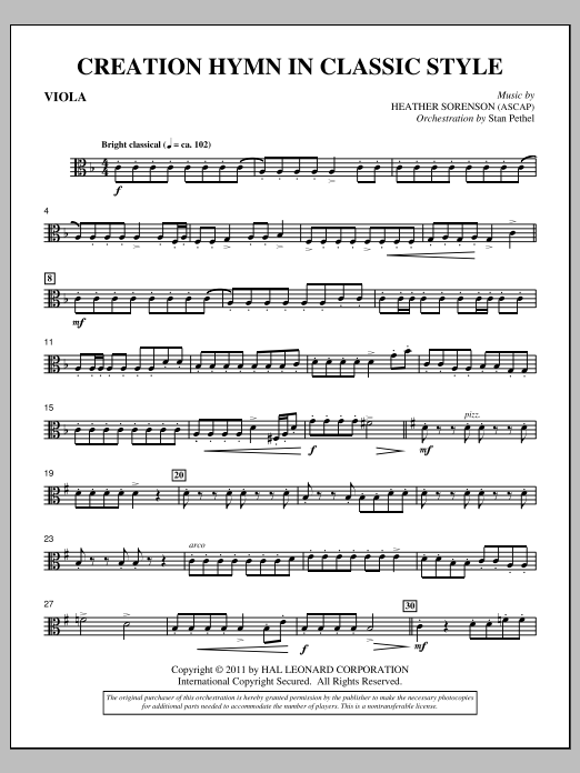 Creation Hymn In Classic Style - Viola sheet music