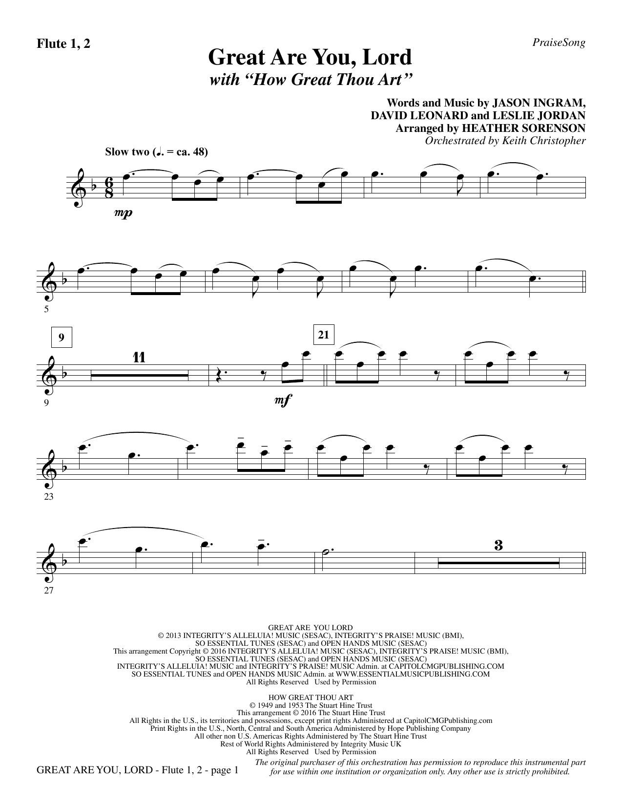 Heather Sorenson Great Are You Lord With How Great Thou Art Flute 1 2 Sheet Music Download Pdf Score 362946