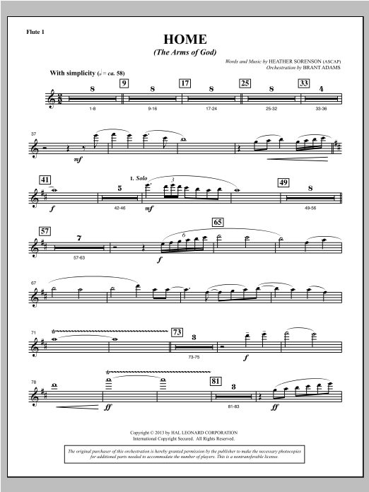 Home (The Arms of God) - Flute 1 sheet music