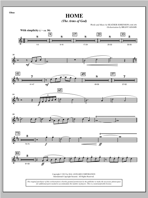 Home (The Arms of God) - Oboe sheet music