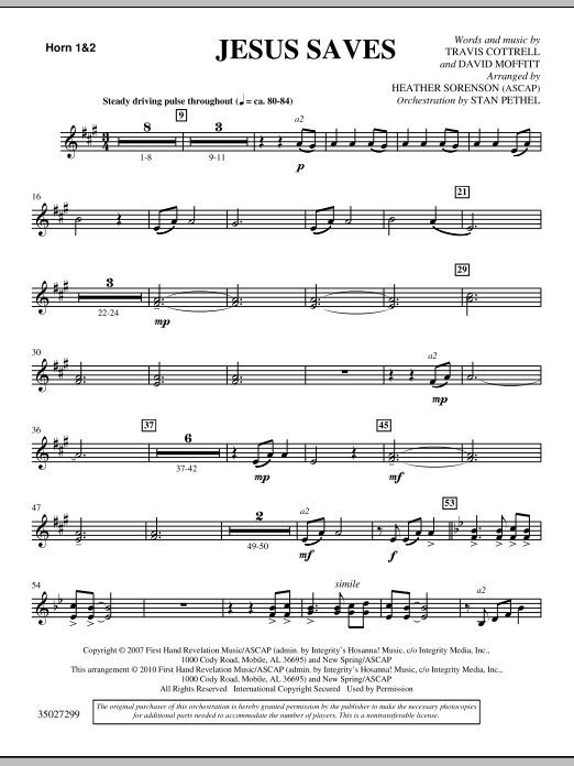 Jesus Saves - F Horn 1,2 sheet music
