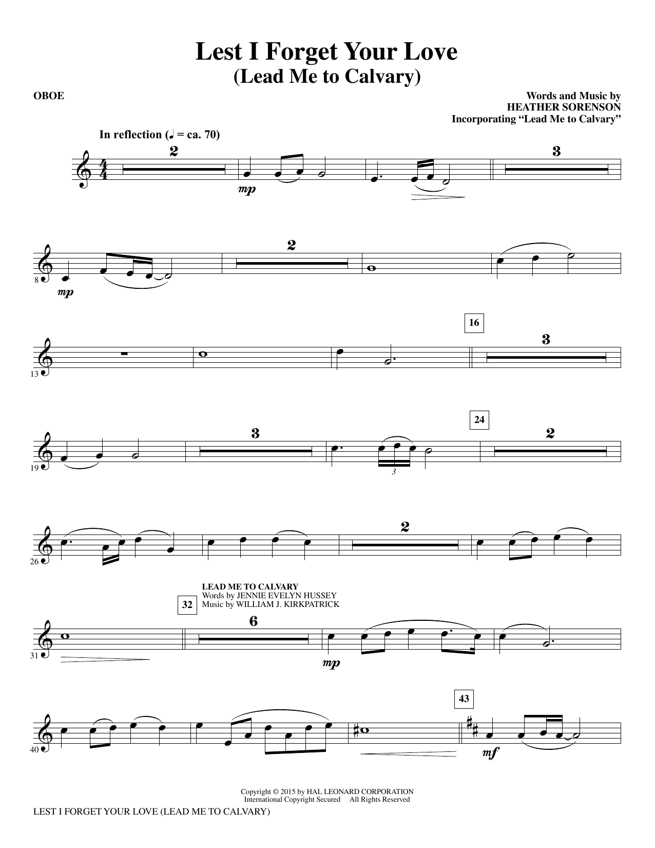 Preview Heather Sorenson Lest I Forget Your Love - Oboe Sacred sheet music, notes and chords for Choir Instrumental Pak, SKU: 344017 Lest I Forget Your Love - Oboe sheet music