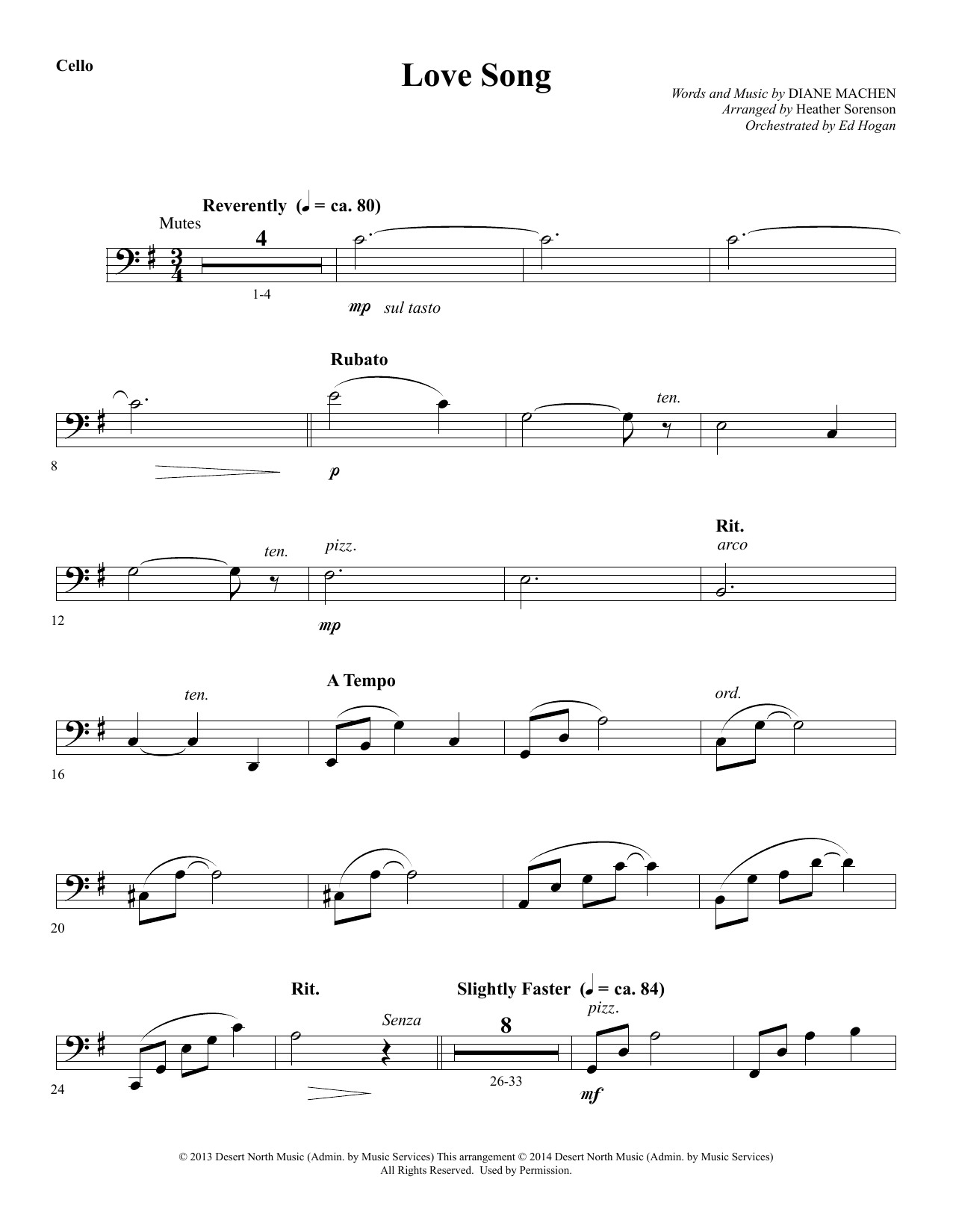 Preview Heather Sorenson Love Song - Cello Sacred sheet music, notes and chords for Choir Instrumental Pak, SKU: 340038 Love Song - Cello sheet music