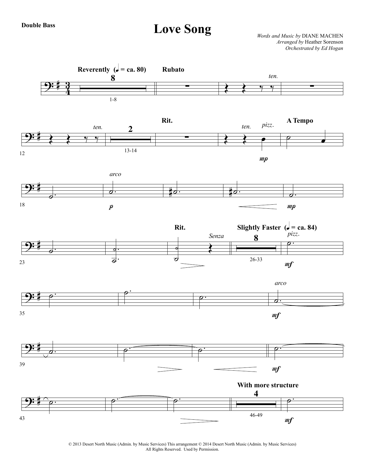 Preview Heather Sorenson Love Song - Double Bass Sacred sheet music, notes and chords for Choir Instrumental Pak, SKU: 340039 Love Song - Double Bass sheet music