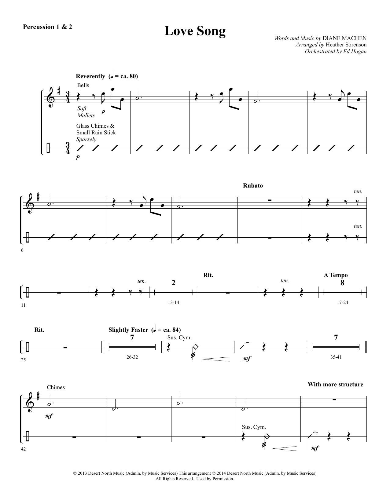 Preview Heather Sorenson Love Song - Percussion 1 & 2 Sacred sheet music, notes and chords for Choir Instrumental Pak, SKU: 340031 Love Song - Percussion 1 & 2 sheet music