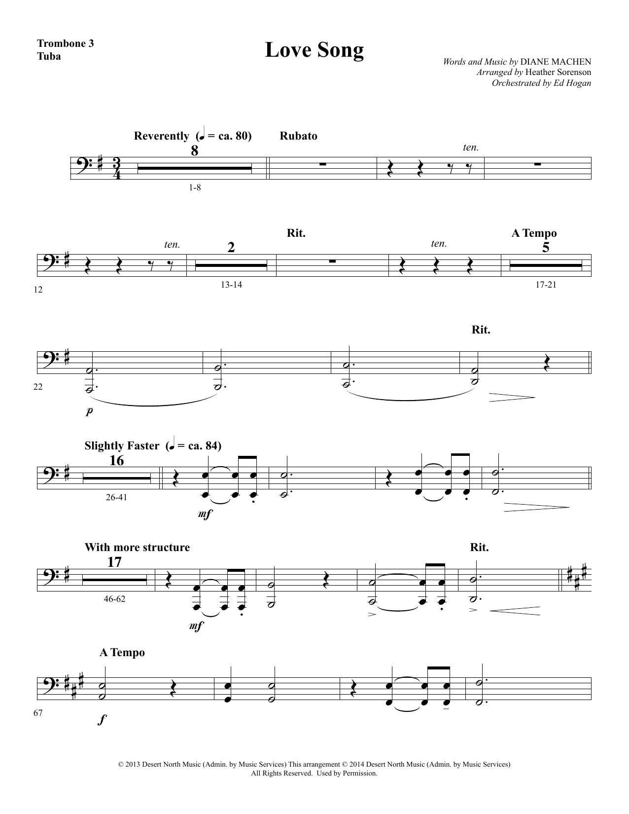 Preview Heather Sorenson Love Song - Trombone 3/Tuba Sacred sheet music, notes and chords for Choir Instrumental Pak, SKU: 340030 Love Song - Trombone 3/Tuba sheet music