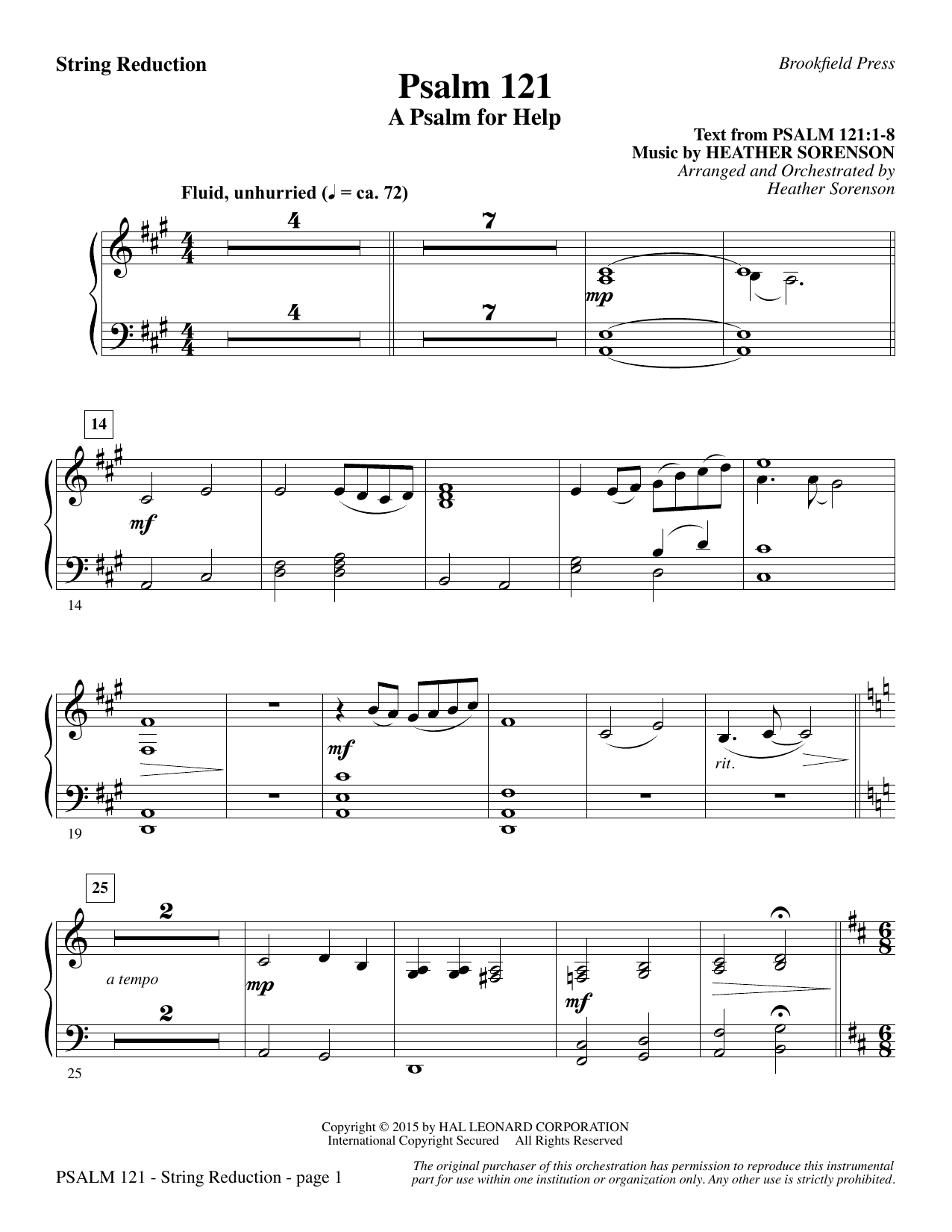 Preview Heather Sorenson Psalm 121 (A Psalm For Help) - Keyboard String Reduction Christian sheet music, notes and chords for Choir Instrumental Pak, SKU: 345164 Psalm 121 (A Psalm For Help) - Keyboard String Reduction sheet music