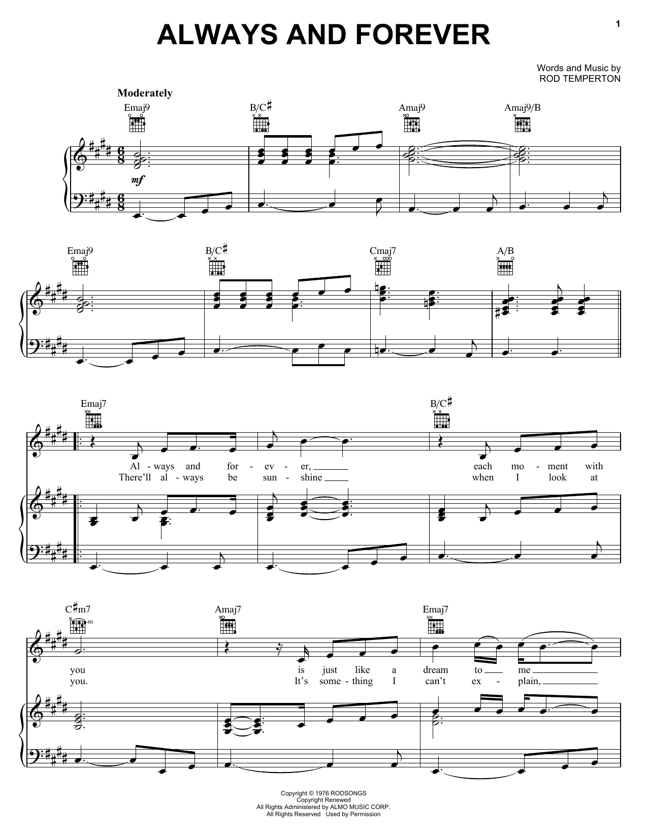 Heatwave Always And Forever Sheet Music Notes & Chords for Melody Line, Lyrics & Chords - Download or Print PDF