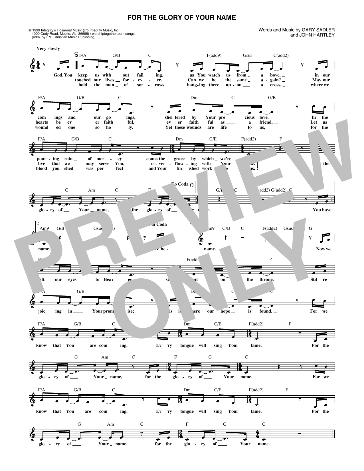 Heaven & Earth For The Glory Of Your Name Sheet Music Notes & Chords for Lead Sheet / Fake Book - Download or Print PDF