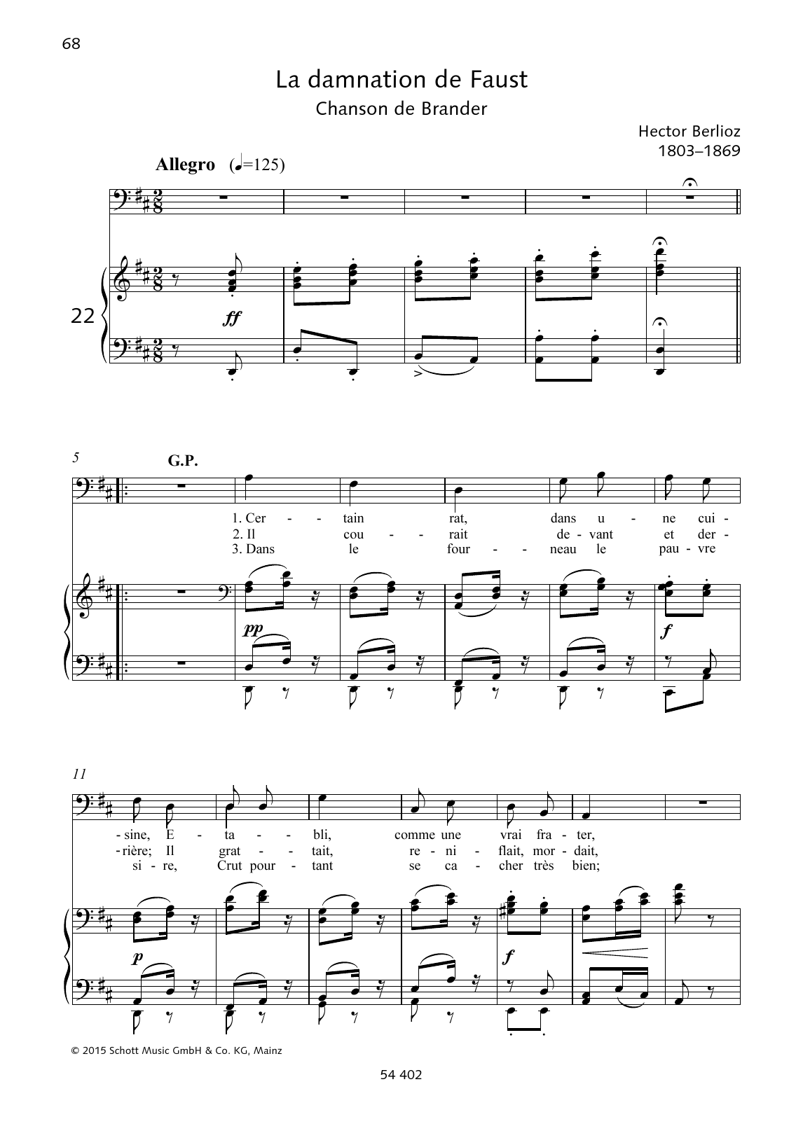 Hector Berlioz Certain rat, dans une cuisine, Etabli Sheet Music Notes & Chords for Piano & Vocal - Download or Print PDF