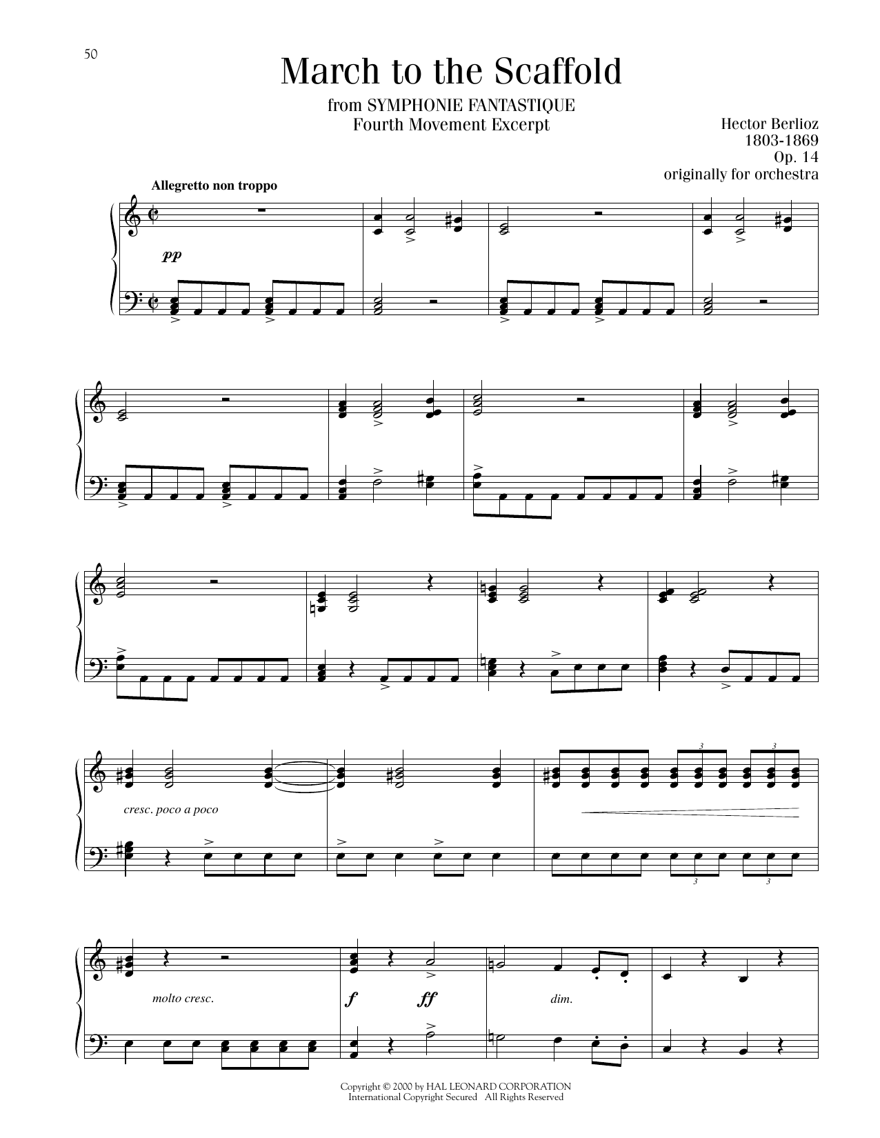 Hector Berlioz March To The Scaffold Sheet Music Notes & Chords for Piano Solo - Download or Print PDF