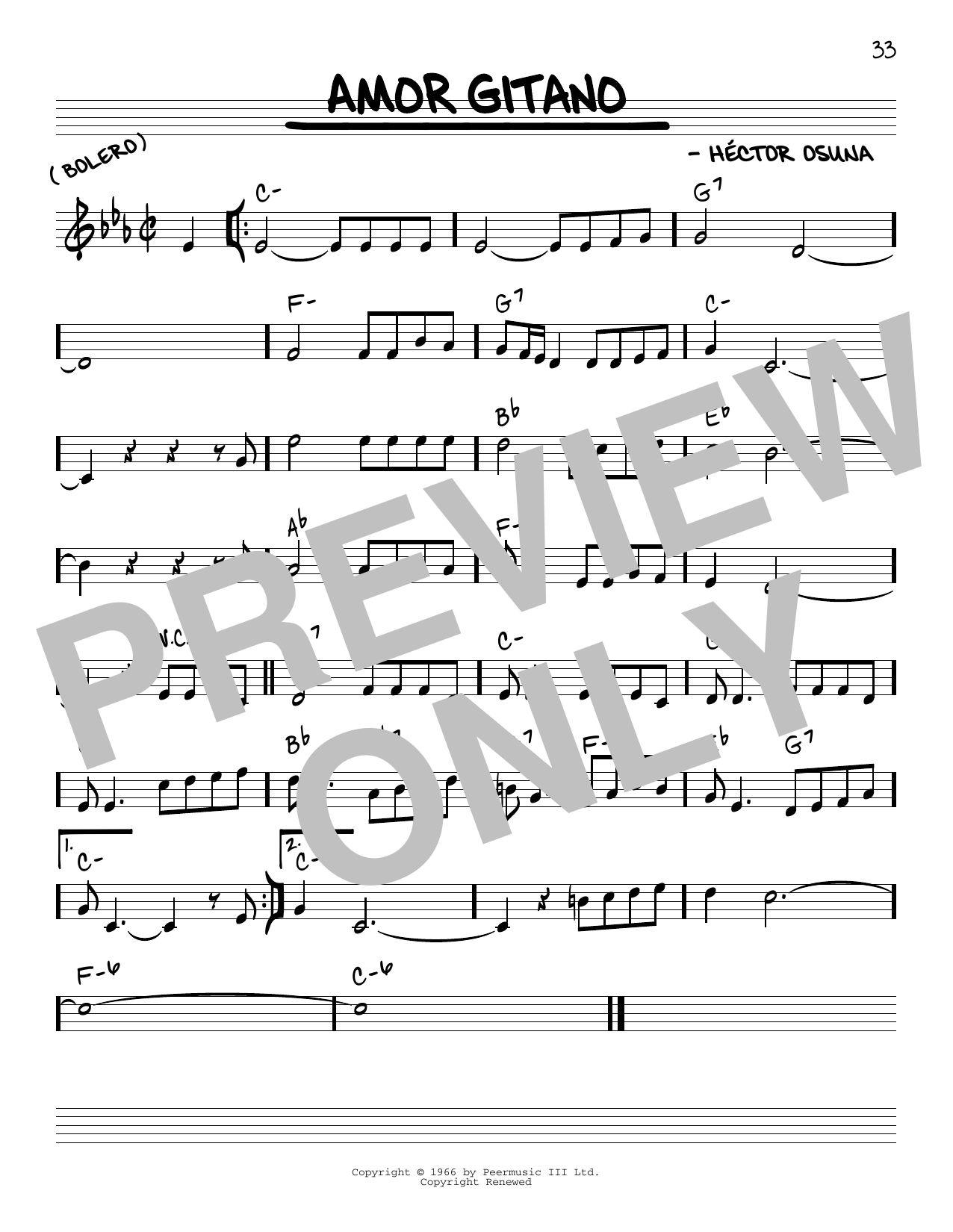 Hector Osuna Amor Gitano Sheet Music Notes & Chords for Real Book – Melody & Chords - Download or Print PDF