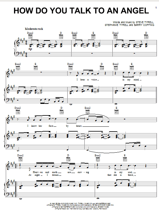Heights How Do You Talk To An Angel Sheet Music Notes & Chords for Piano, Vocal & Guitar (Right-Hand Melody) - Download or Print PDF