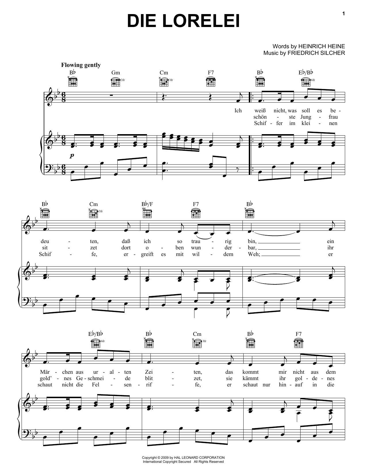 Heinrich Heine Die Lorelei Sheet Music Notes & Chords for Piano, Vocal & Guitar (Right-Hand Melody) - Download or Print PDF