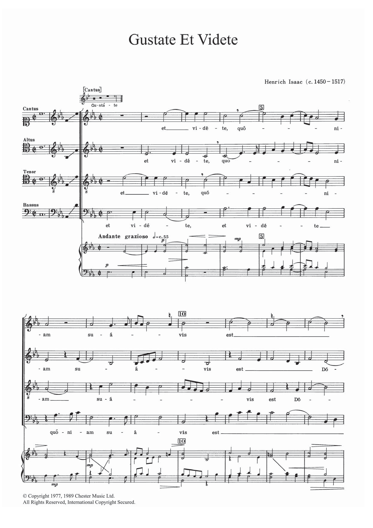 Heinrich Isaac Gustate Et Videte Sheet Music Notes & Chords for SATB - Download or Print PDF