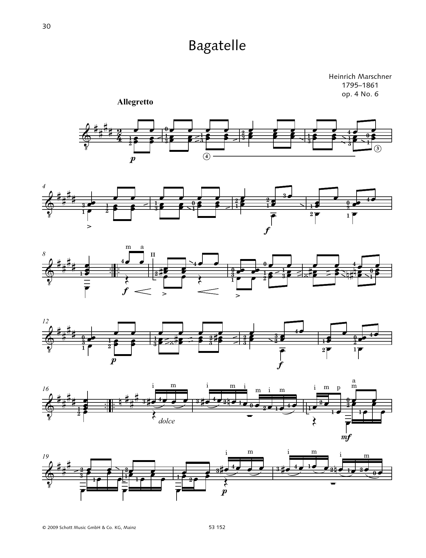 Heinrich Marschner Bagatelle Sheet Music Notes & Chords for Solo Guitar - Download or Print PDF