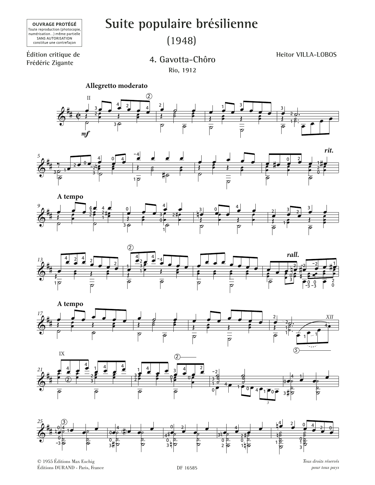Heitor Villa-Lobos Gavotta-Choro Sheet Music Notes & Chords for Solo Guitar - Download or Print PDF