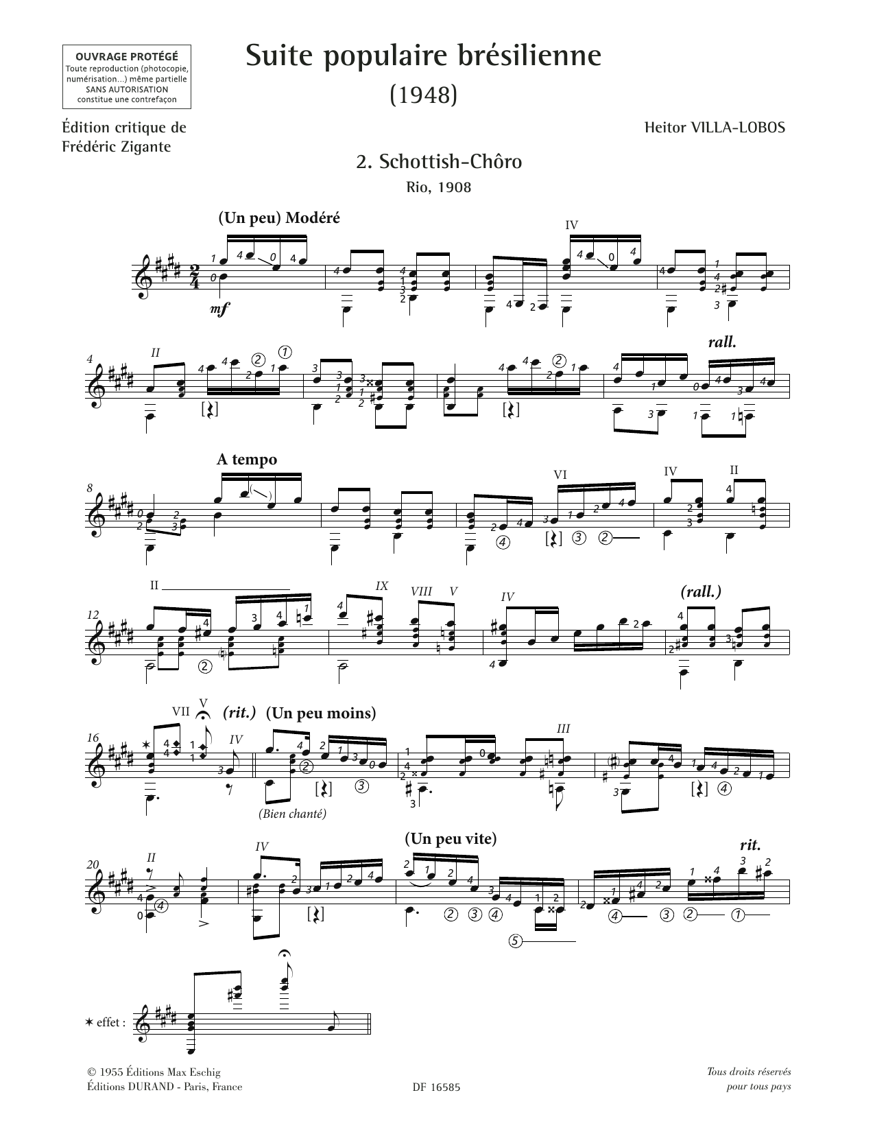 Heitor Villa-Lobos Schottish-Choro Sheet Music Notes & Chords for Solo Guitar - Download or Print PDF