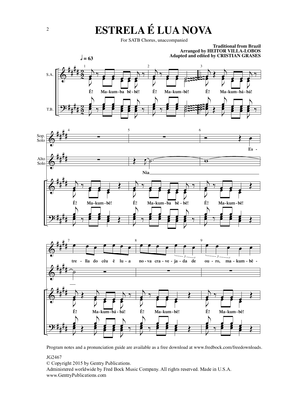 Preview Heitor Villa-Lobos Estrela e Lua Nova Concert sheet music, notes and chords for Choral, SKU: 345025 Estrela e Lua Nova sheet music