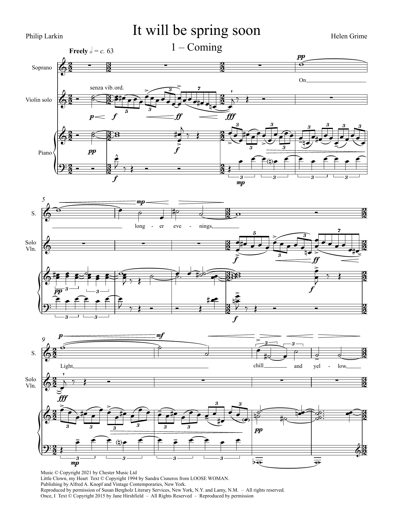 Helen Grime It will be spring soon Sheet Music Notes & Chords for Piano & Vocal - Download or Print PDF