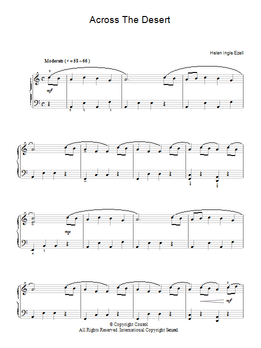 Helen Ingle Ezell Across The Desert Sheet Music Notes & Chords for Piano - Download or Print PDF