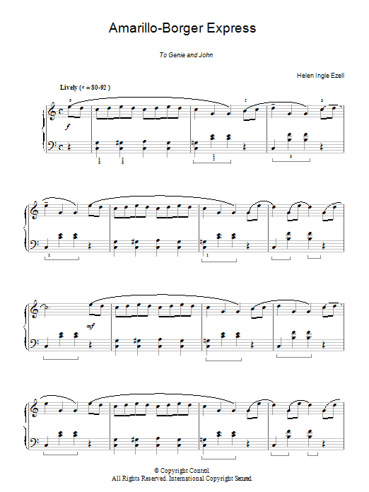 Helen Ingle Ezell Amarillo-Borger Express Sheet Music Notes & Chords for Piano - Download or Print PDF