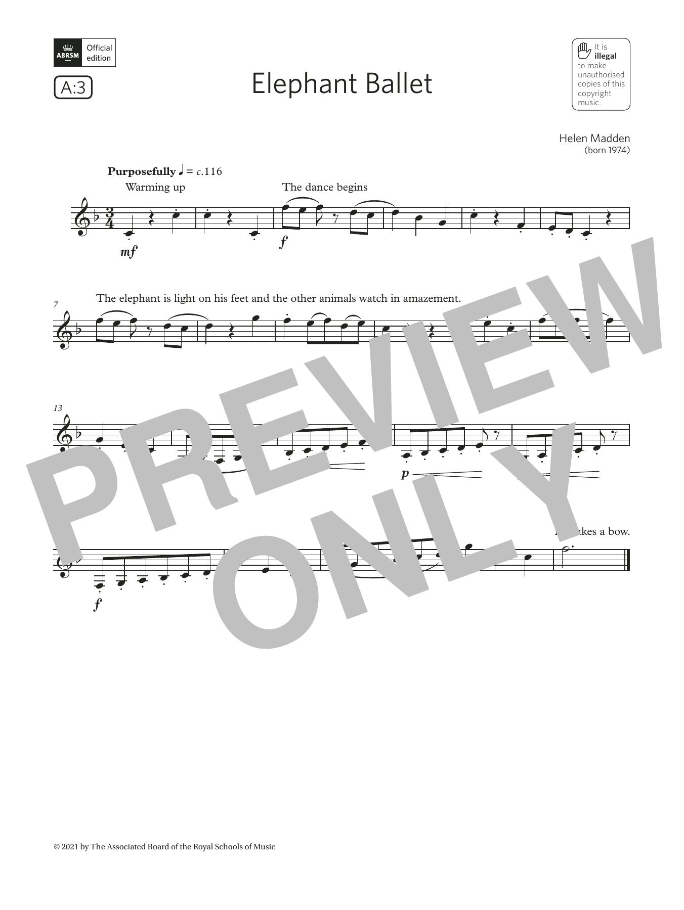 Helen Madden Elephant Ballet (Grade 2 List A3 from the ABRSM Clarinet syllabus from 2022) Sheet Music Notes & Chords for Clarinet Solo - Download or Print PDF
