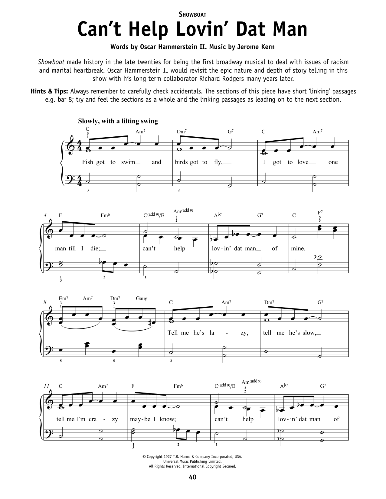 Helen Morgan Can't Help Lovin' Dat Man (from Show Boat) Sheet Music Notes & Chords for Really Easy Piano - Download or Print PDF Helen Morgan Can't Help Lovin' Dat Man (from Show Boat) Sheet Music Notes & Chords for Really Easy Piano - Download or Print PDF