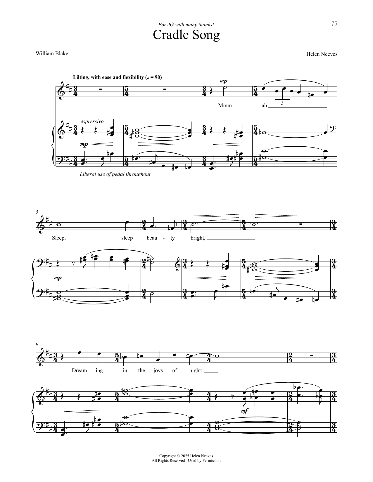 Helen Neeves Cradle Song Sheet Music Notes & Chords for Piano & Vocal - Download or Print PDF