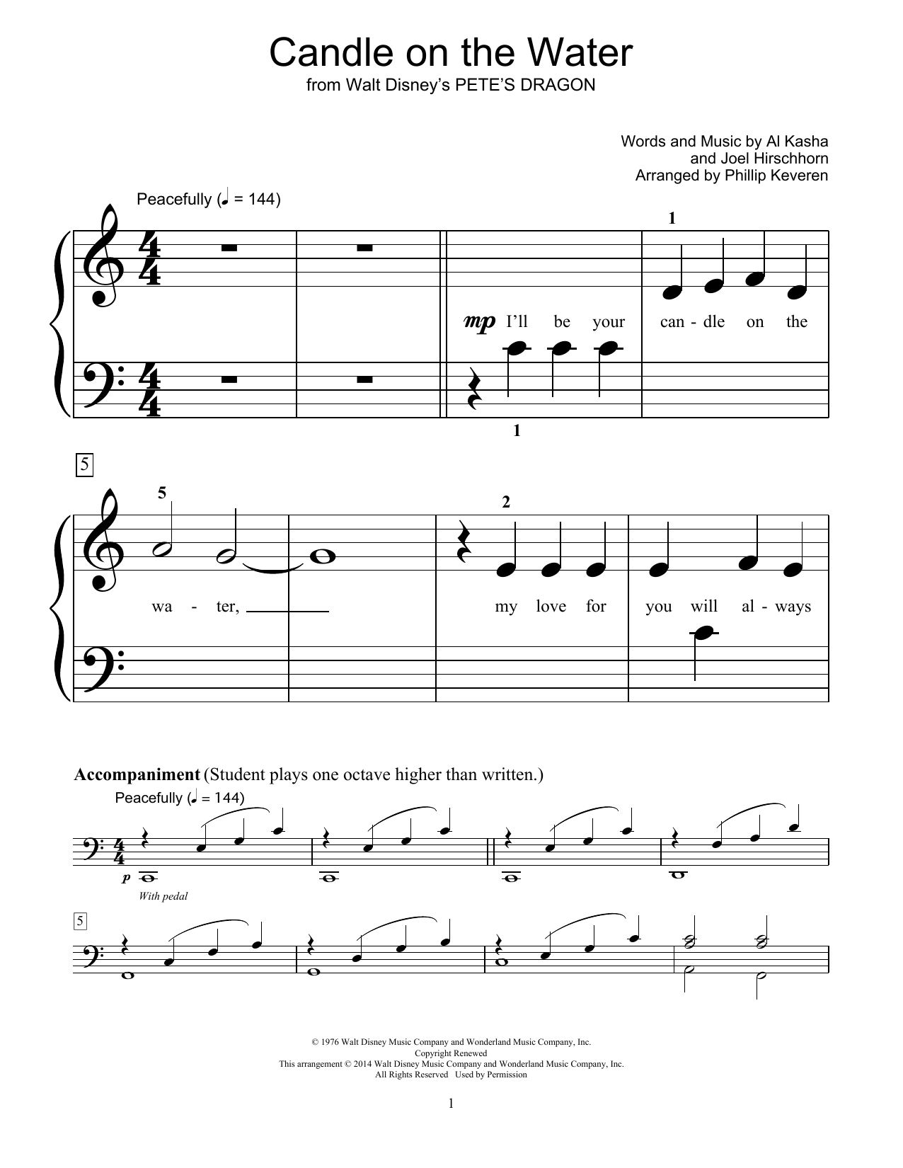 Fred Kern Candle On The Water Sheet Music Notes & Chords for Educational Piano - Download or Print PDF