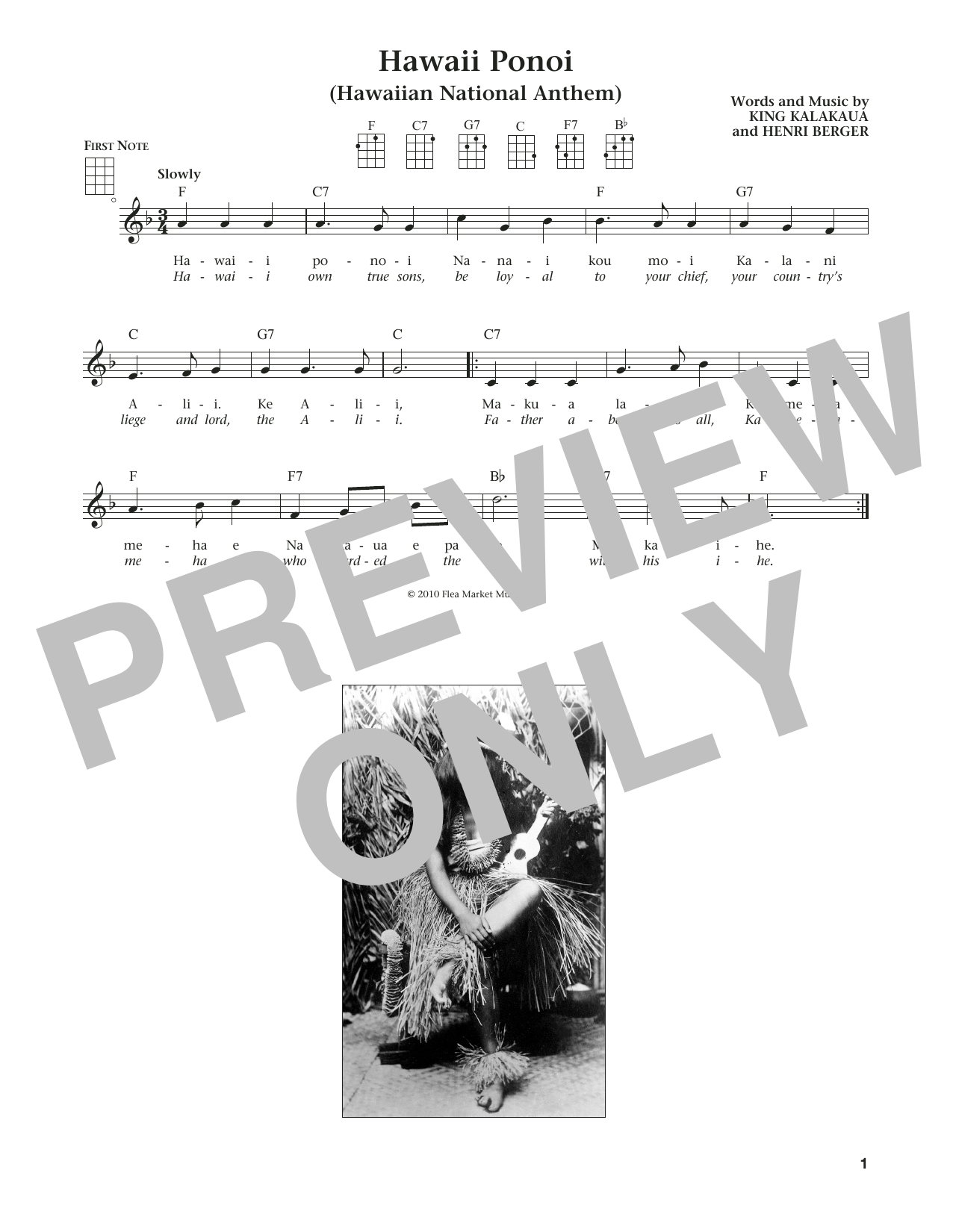 Henri Berger Hawaii Ponoi (from The Daily Ukulele) (arr. Liz and Jim Beloff) Sheet Music Notes & Chords for Ukulele - Download or Print PDF