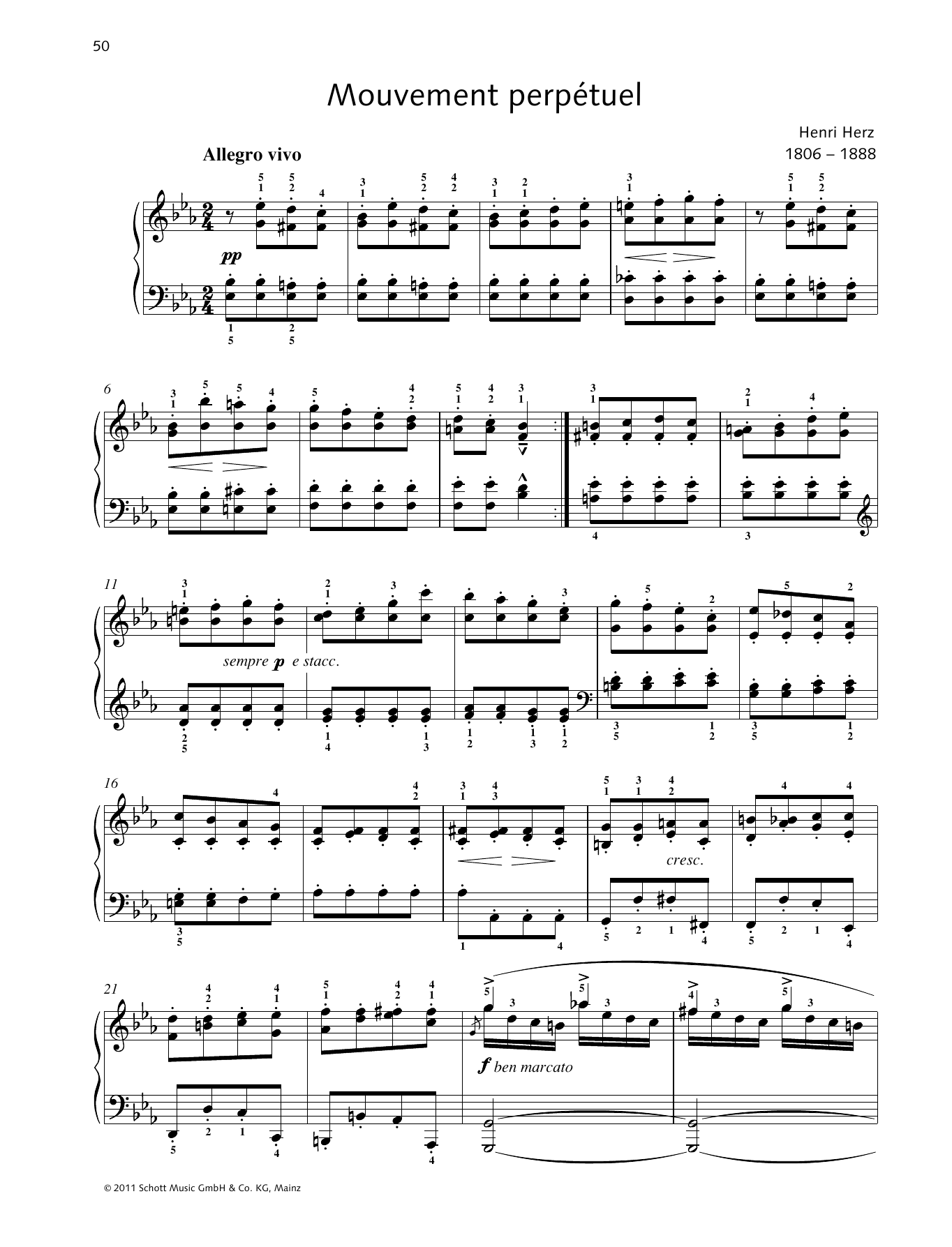 Henri Herz Mouvement perpétuel Sheet Music Notes & Chords for Piano Solo - Download or Print PDF