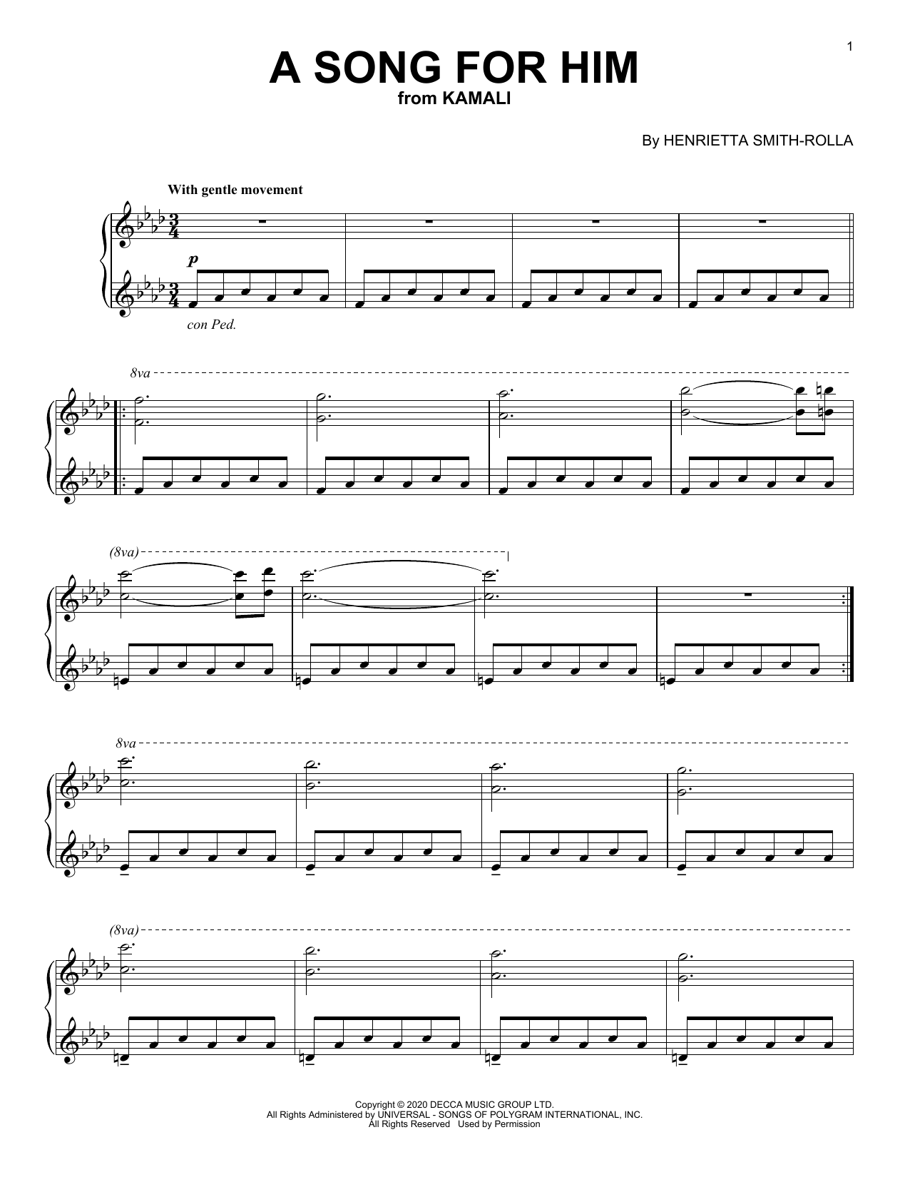 Henrietta Smith-Rolla A Song For Him Sheet Music Notes & Chords for Piano Solo - Download or Print PDF