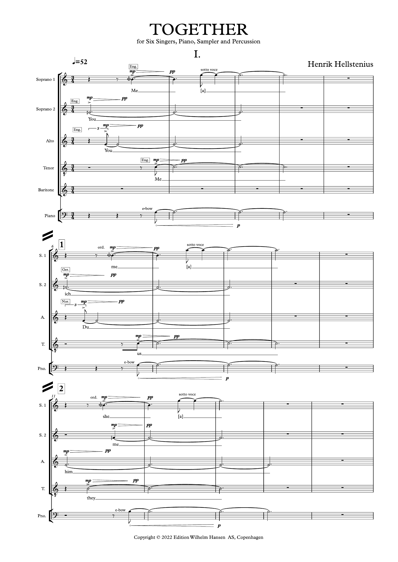 Henrik Hellstenius Together Sheet Music Notes & Chords for SATB Choir - Download or Print PDF