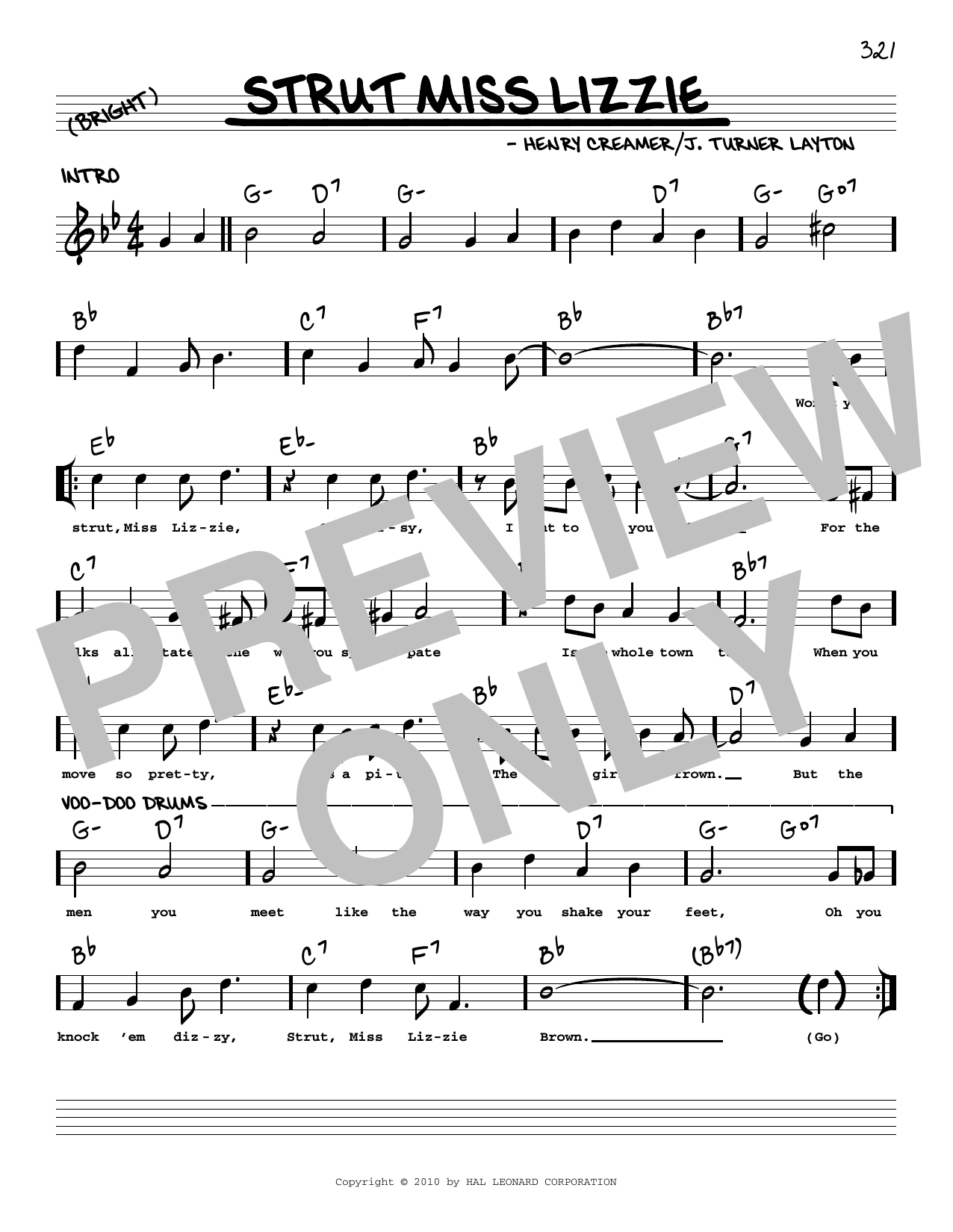 Henry Creamer Strut Miss Lizzie (arr. Robert Rawlins) Sheet Music Notes & Chords for Real Book – Melody, Lyrics & Chords - Download or Print PDF