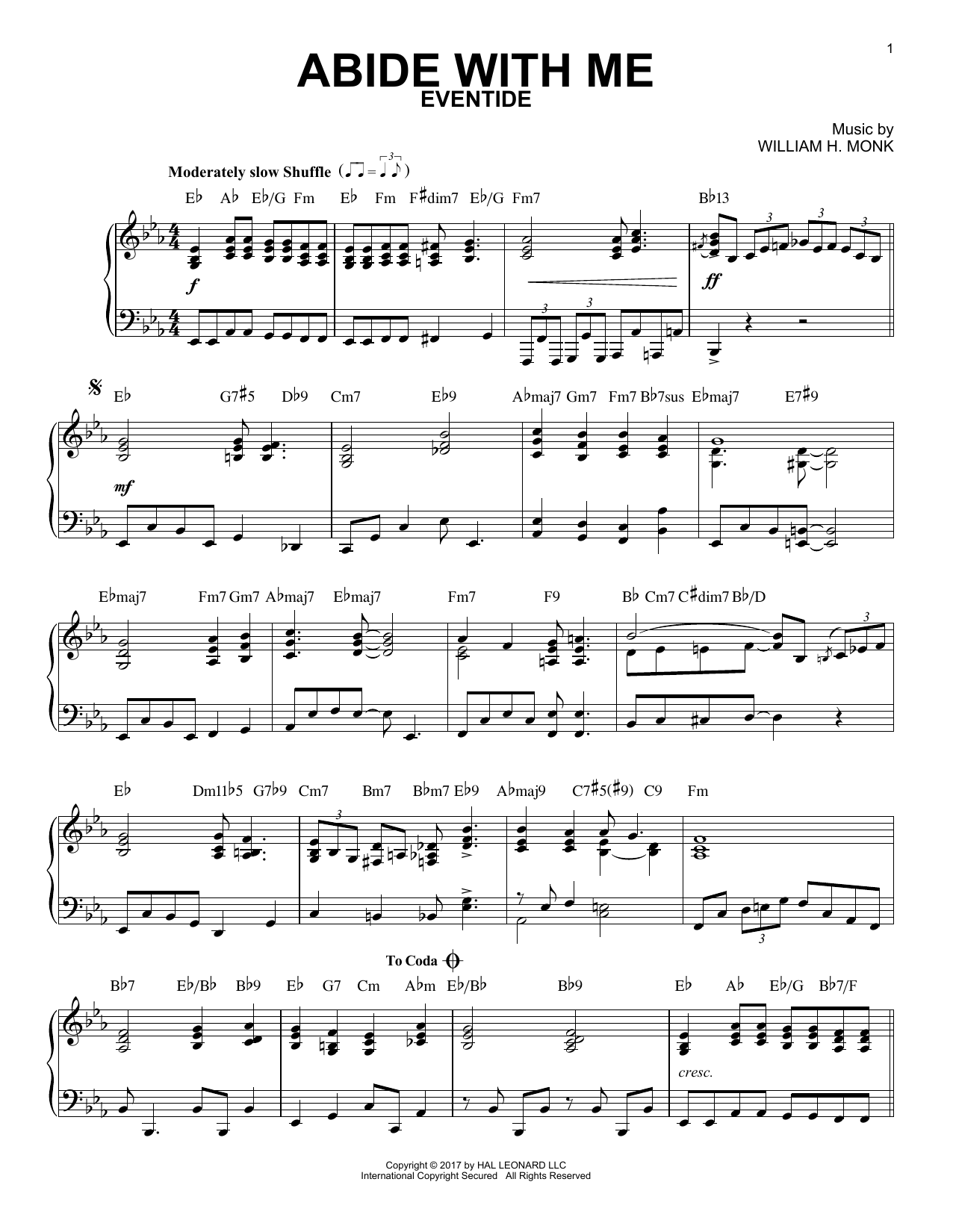 Henry F. Lyte Abide With Me [Jazz version] Sheet Music Notes & Chords for Piano - Download or Print PDF