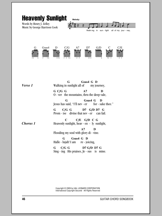 Henry J. Zelley Heavenly Sunlight Sheet Music Notes & Chords for Piano, Vocal & Guitar Chords (Right-Hand Melody) - Download or Print PDF