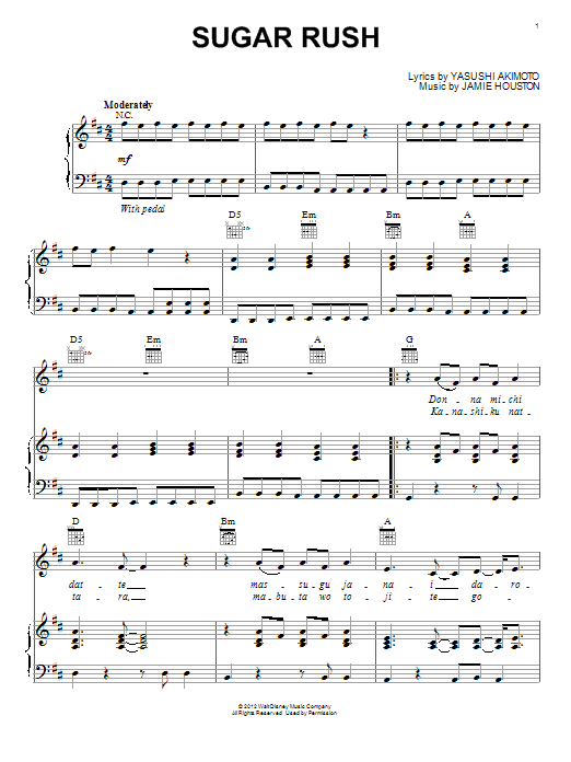 Henry Jackman Sugar Rush Sheet Music Notes & Chords for Piano, Vocal & Guitar (Right-Hand Melody) - Download or Print PDF