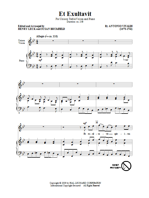 Henry Leck Ex Exultavit Sheet Music Notes & Chords for Unison Choral - Download or Print PDF