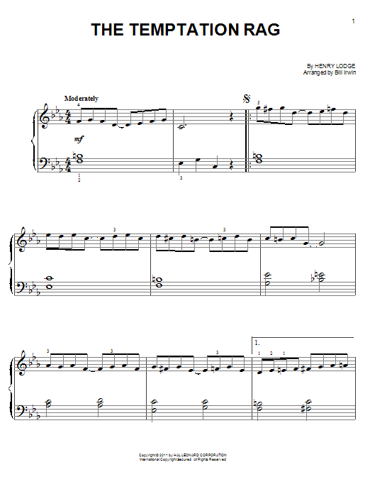 Henry Lodge The Temptation Rag Sheet Music Notes & Chords for Easy Piano - Download or Print PDF