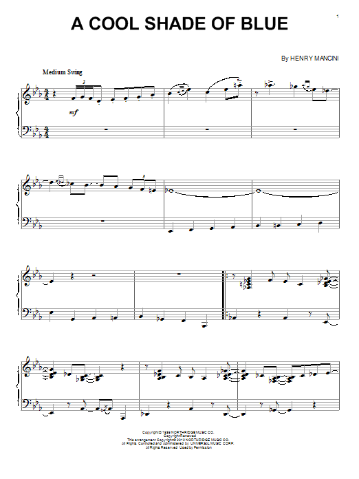 Henry Mancini A Cool Shade Of Blue Sheet Music Notes & Chords for Piano - Download or Print PDF