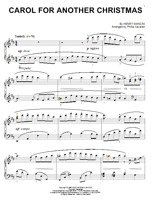 Henry Mancini Carol For Another Christmas Sheet Music Notes & Chords for Piano - Download or Print PDF Henry Mancini Carol For Another Christmas Sheet Music Notes & Chords for Piano - Download or Print PDF