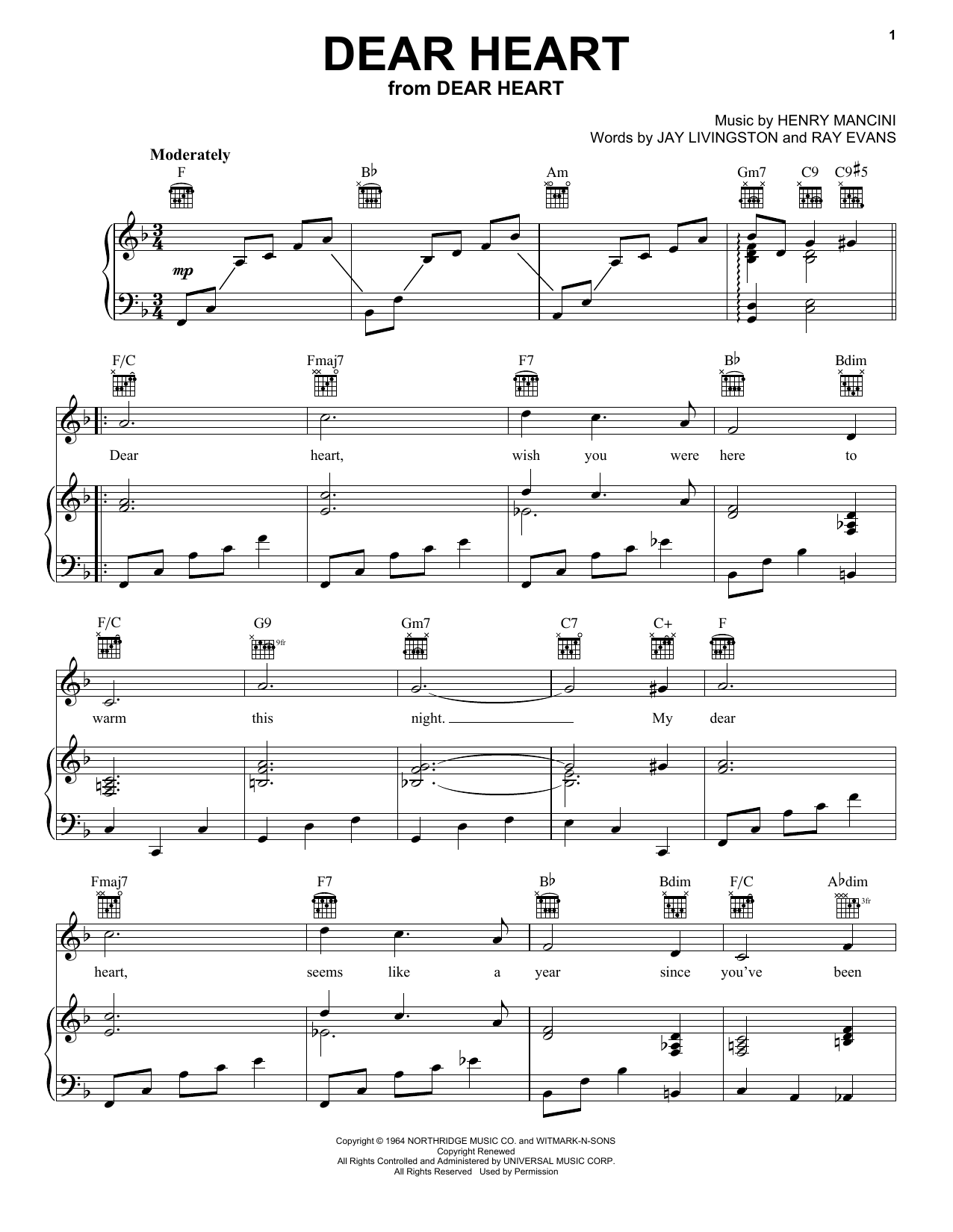 Henry Mancini Dear Heart Sheet Music Notes & Chords for Trombone - Download or Print PDF